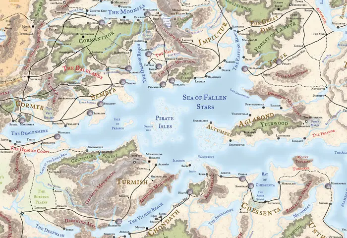 Map of Faerun showing Thayan enclaves
