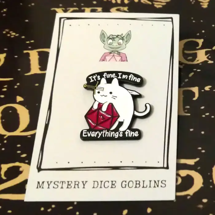 The I'm fine cat pin